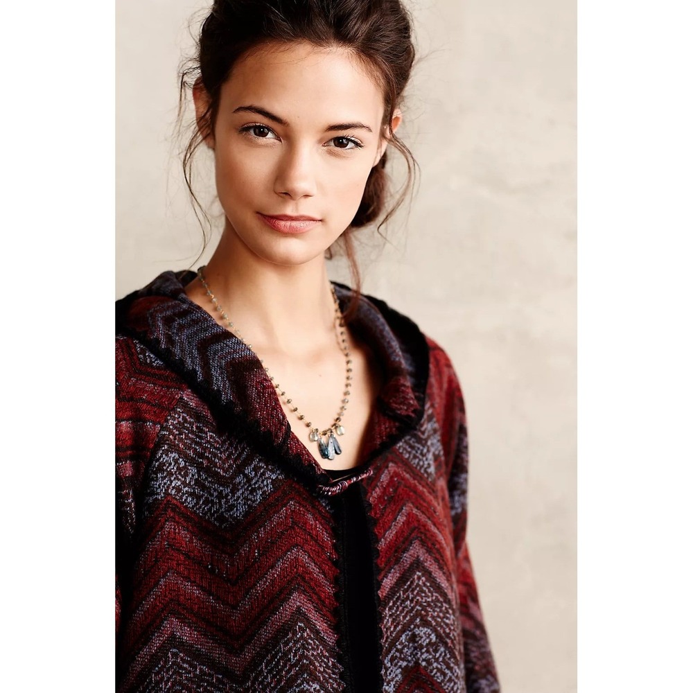 Anthro Hei Hei Mesilla Jacquard Fringe Hood Cardigan Oversized XS/S Western - Picture 3 of 16